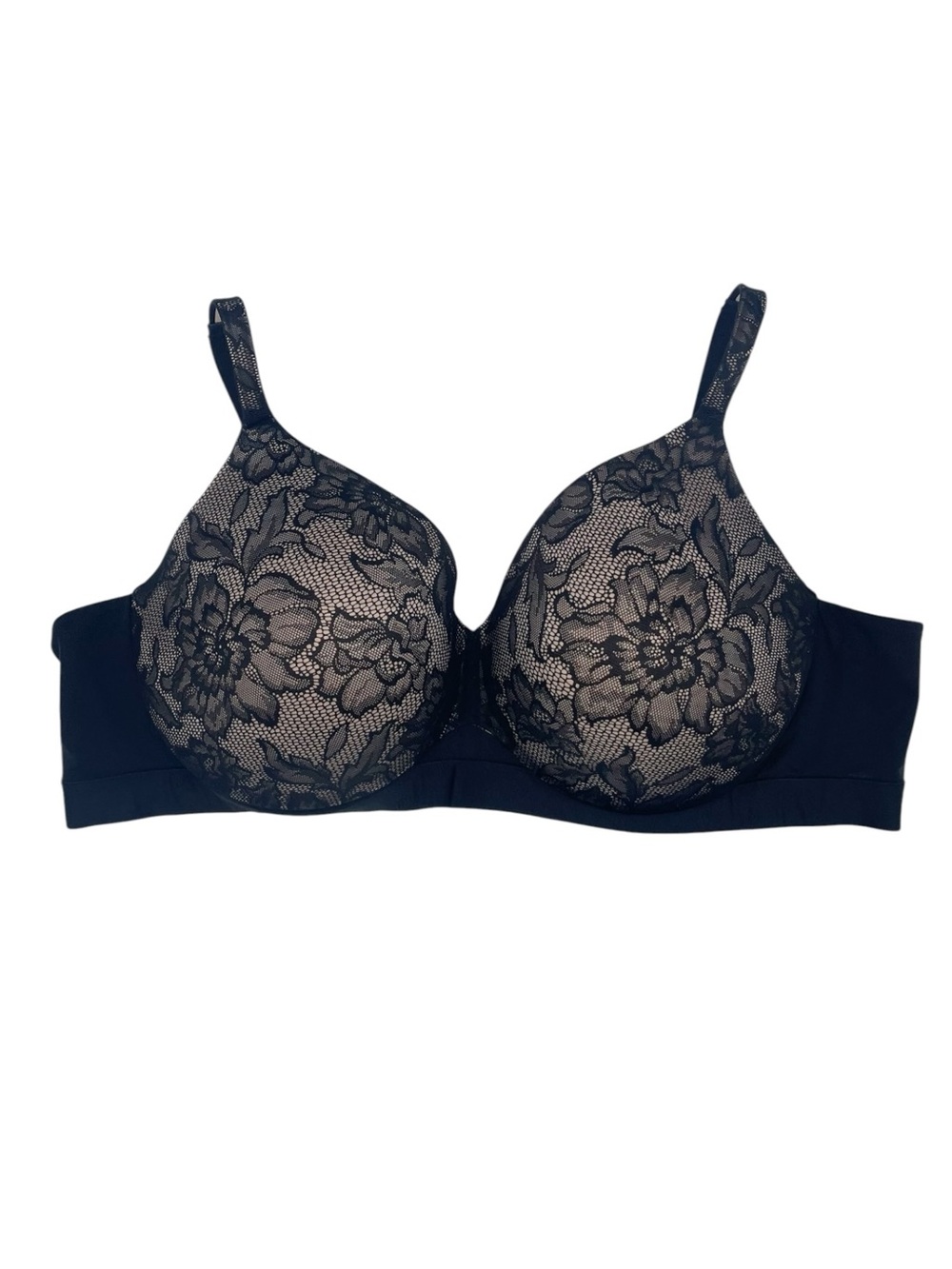 Lane Bryant Cacique Lightly Lined Full Coverage Bra Size 54C Black Nude Lace